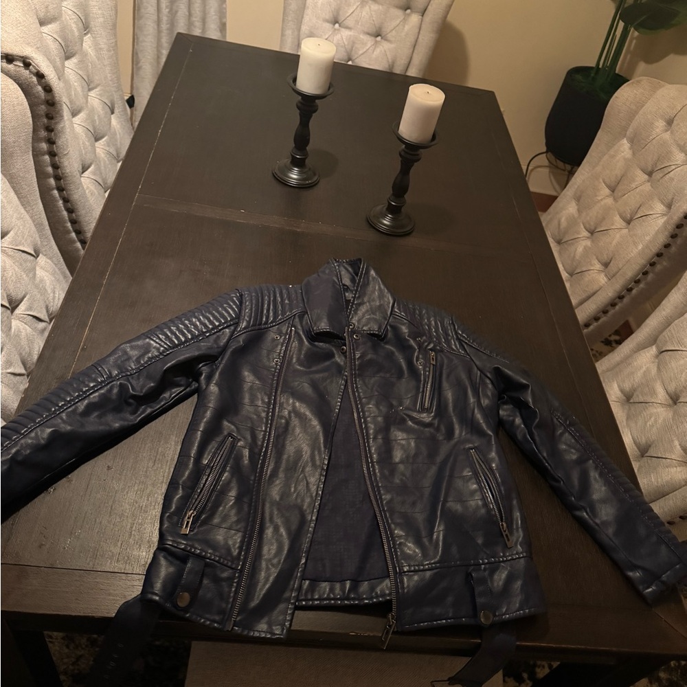 Robert Phillipe Blue Leather Jacket